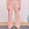 Haloumoning Girl's Flare Pants Kids High Waisted Button Multiple Pockets Yoga Bootcut Pants Full Length Bell Bottoms Pink view 2