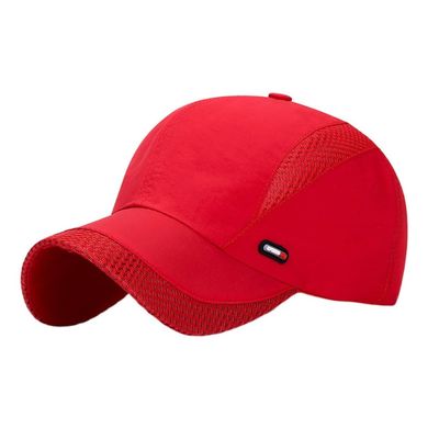 2pcs Outdoor Casual mesh Baseball Thin Breathable Cap Bent Eaves UV Sun hat Korean Version of Quick-Drying hat. (red)