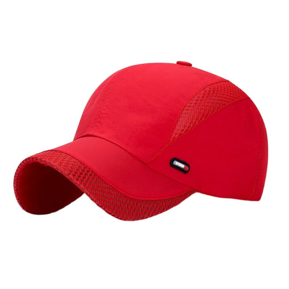 2pcs Outdoor Casual mesh Baseball Thin Breathable Cap Bent Eaves UV Sun hat Korean Version of Quick-Drying hat. (red)