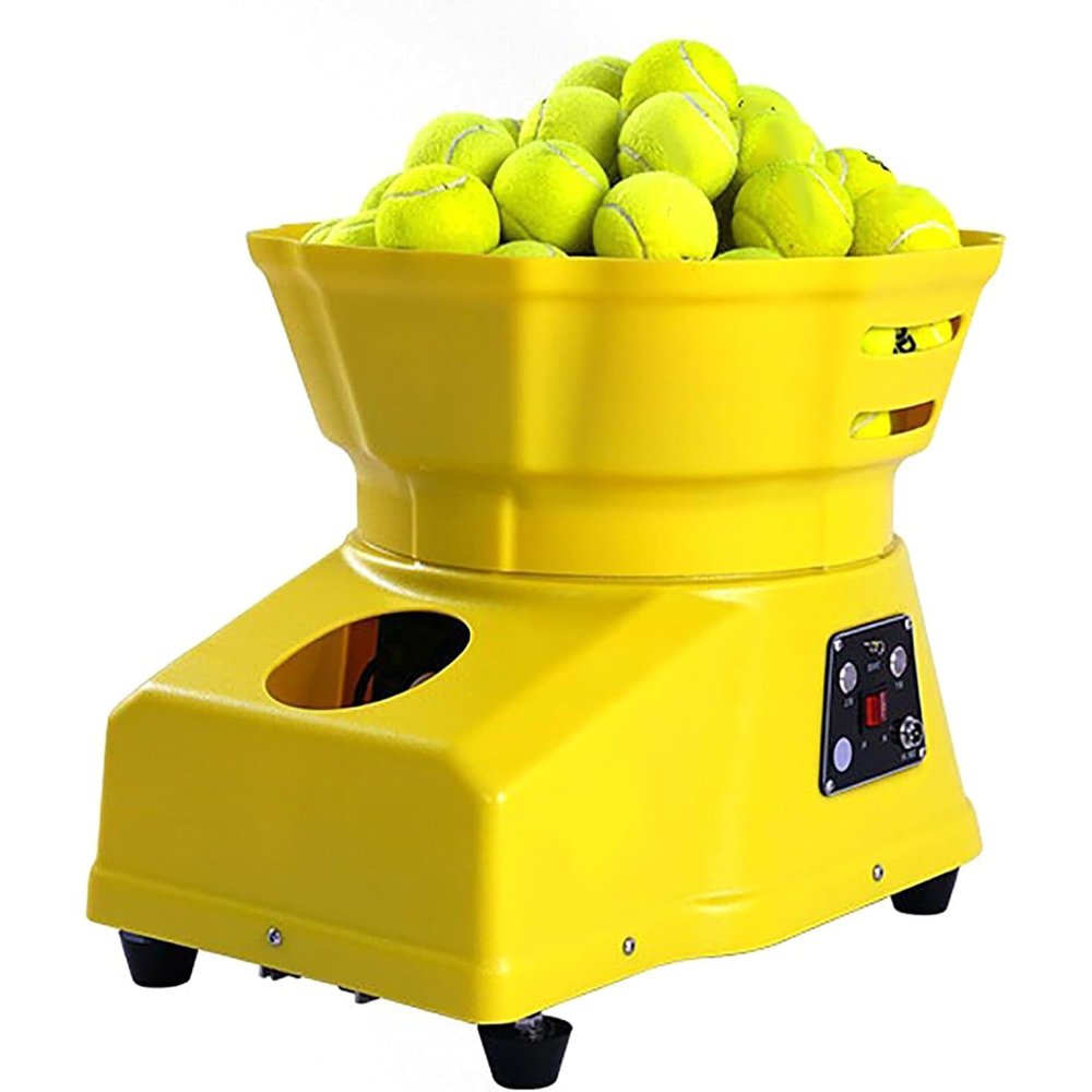 COYEUX Portable Tennis Ball Tosser, Automatic Practice Equipment Ball Thrower Shooter, with Remote Control, Serve Frequency 2.0-8.0s, Holds 50 Tennis Balls