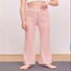 Haloumoning Girl's Flare Pants Kids High Waisted Button Multiple Pockets Yoga Bootcut Pants Full Length Bell Bottoms Pink view 3