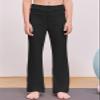 Haloumoning Girl's Flare Pants Kids High Waisted Button Multiple Pockets Yoga Bootcut Pants Full Length Bell Bottoms Black view 2