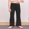 Haloumoning Girl's Flare Pants Kids High Waisted Button Multiple Pockets Yoga Bootcut Pants Full Length Bell Bottoms Black view 3