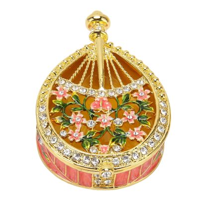 Trinket Boxes, Fan Shaped Beautiful Decorative Hinged Trinket Boxes for Jewelry Storage, Vintage Decorative Metal Jewelry Storage Holder Wedding Birthday Gift for Girls Women