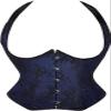 Underbust Corset with Strap Basques and Corsets Plus Size Top Lace up Jacquard Floral Vest Blue XS view 1