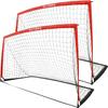 RUNBOW 9x5 ft Portable Kids Soccer Goal for Backyard Adult Junior Large Practice Soccer Net with Carry Bag Set of 2 (9x5ft, Red, 2 Pack) view 1