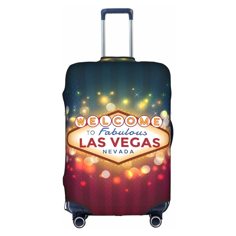 EdNeY Welcome Las Vegas Travel Luggage Cover Elastic Anti-scratch Suitcase Cover Protector Spandex Stretch Luggage Baggage Covers Fits 18-21 Inch Luggage,S