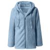 SACFOF Women Fuzzy Fleece Sherpa Jacket Long Sleeve Full Zip Warm Open Front Hooded Coat Oversized Winter Faux Fur Outwear view 3