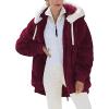 SACFOF Women Thicken Warm Winter Sharpa Jacket Fleece Warm Hoodie Outwear Plush Sweatshirt Thick Fuzzy Outdoor Overcoat view 1