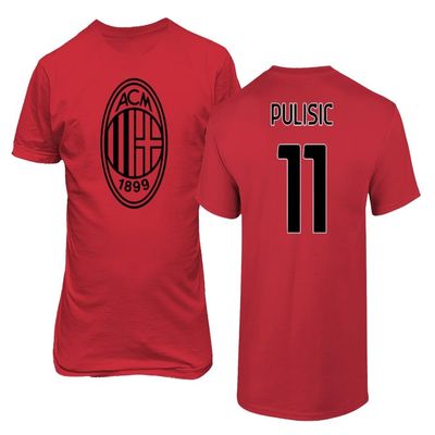Soccer Star Player Jersey Style Milan #11 Pulisic Unisex T-Shirt (Red, Small)