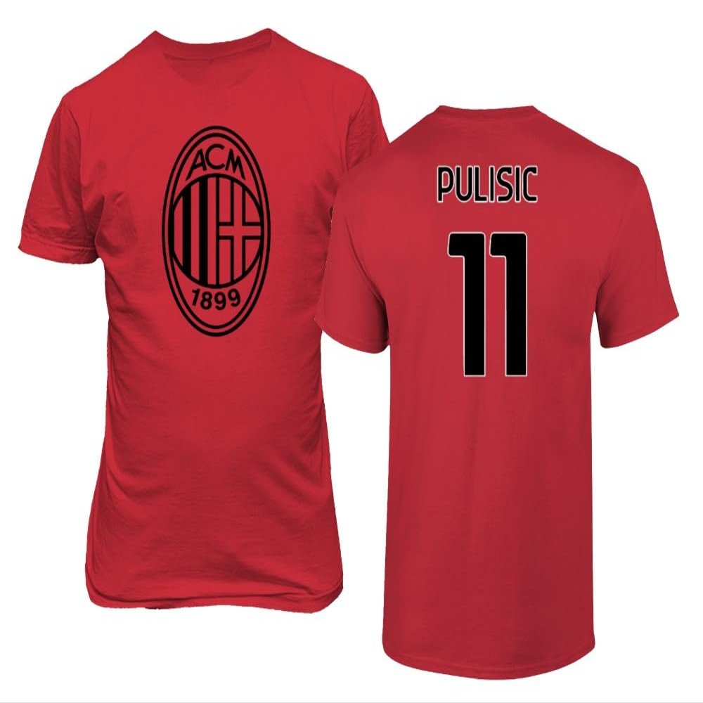 Soccer Star Player Jersey Style Milan #11 Pulisic Unisex T-Shirt (Red, Small)