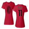 Soccer Star Player Jersey Style Milan #11 Pulisic Ladies' Crewneck T-Shirt (Red, Medium) view 1