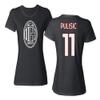 GamesDur Soccer Star Player Jersey Style Milan #11 Pulisic Ladies' Crewneck T-Shirt (Black, X-Large) view 1