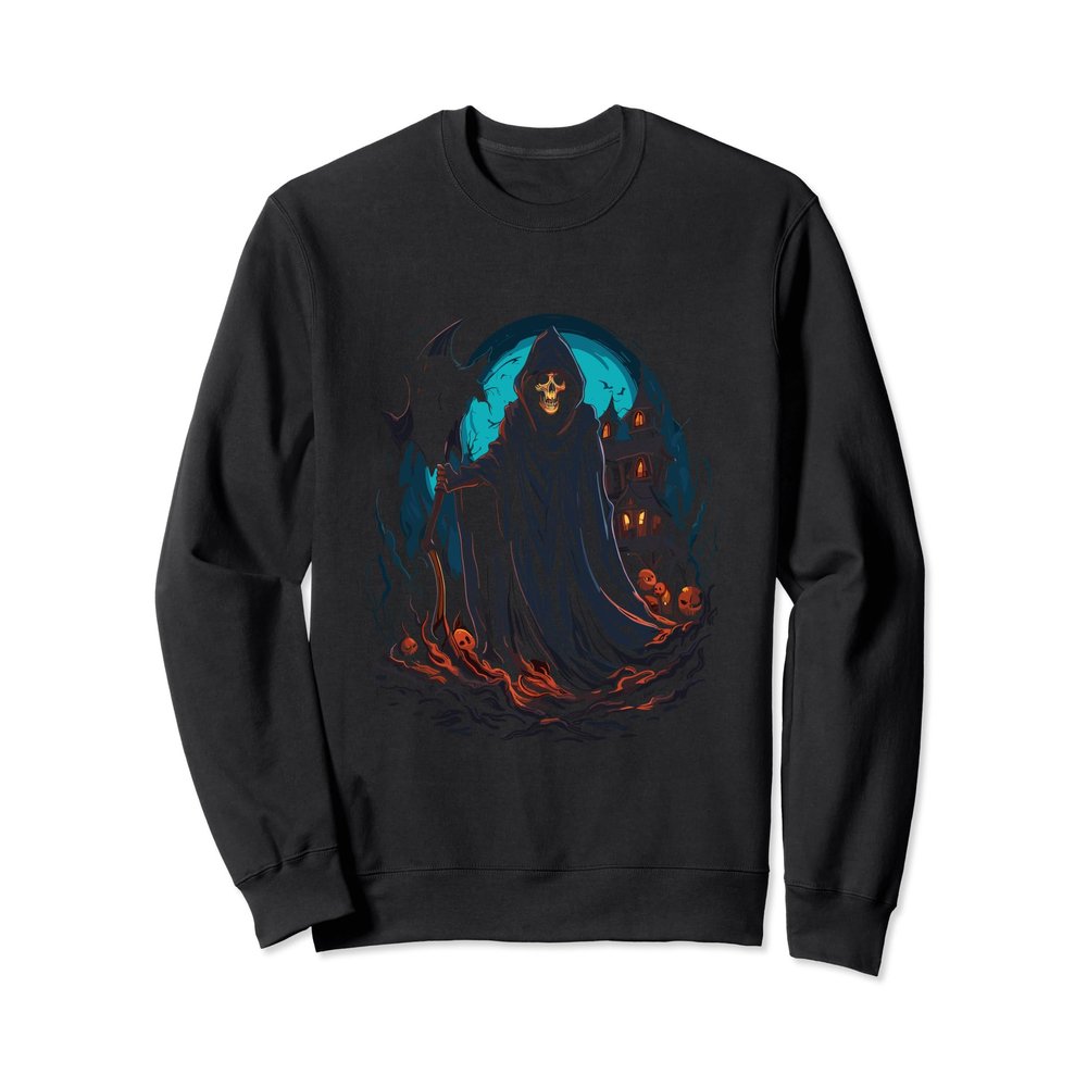 Grim Reaper With Scythe - Spooky Scary Halloween Costume Sweatshirt