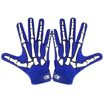 Glorious Traders Football Gloves - Adult & Youth, Men & Women's - Super Sticky Grip (Blue, Youth Medium)