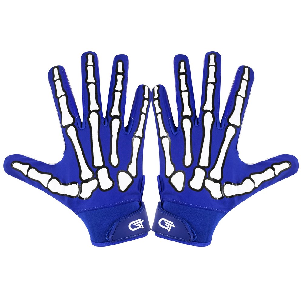 Glorious Traders Football Gloves - Adult & Youth, Men & Women's - Super Sticky Grip (Blue, Youth Medium)