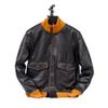 Couro Hide Men's leather jacket bomber cowhide coat Classic vintage leather cloth natural for men (US, Alpha, Medium, Regular, Regular, Black) view 1
