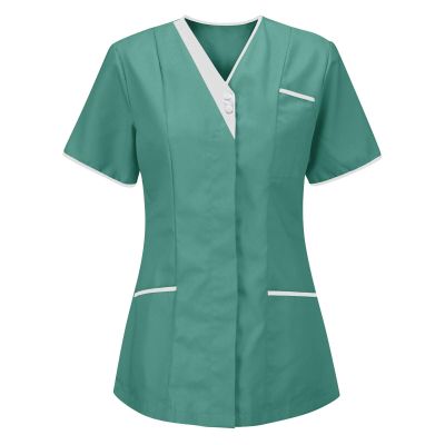 Scrub Top for Women Short Sleeve Lightweight Nursing Scrubs Womens Housekeeping Uniform Nurse T Shirts Mint Green