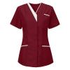 Housekeeping Scrubs for Women Short Sleeve V Neck Nurse Shirt Womens Stretch Medical Uniform Scrub Tops Red view 1