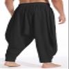 GUDEUBAI Mens Casual Harem Pants Baggy Elastic Drawstring Waist Aladdin Hippie Pant (XX-Large, A-Black) view 4