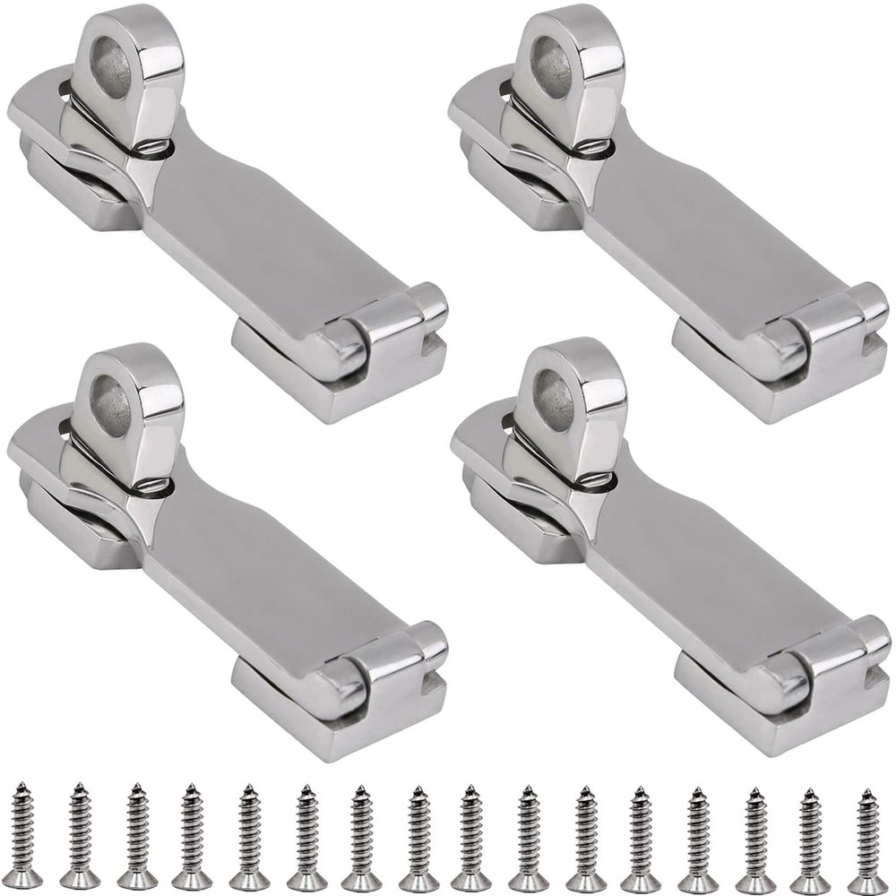 YANYUCB Boat Door Lock Latch Anti-Rattle 316 Stainless Steel Marine Hardware Lockable Hold Down Clamp Latch Fastener Clamp with Screws (C-4 Pack)