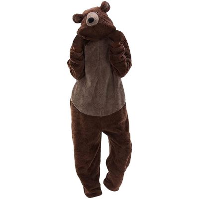 Bear Onesie Adult Women Funny Women's Novelty One-piece Pajamas Cute Winter Hooded Sleepwear Brown