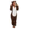 Adult Onesie Pajamas for Women Funny Animal Cute One Piece Sleepwear Womens Sherpa Fleece Hooded Jumpsuits Coffee view 1