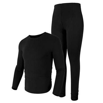 Glory Max Men Thermal Long Johns Underwear Top & Bottom Set Ultra Soft Microfiber Fleece (Black, Medium)