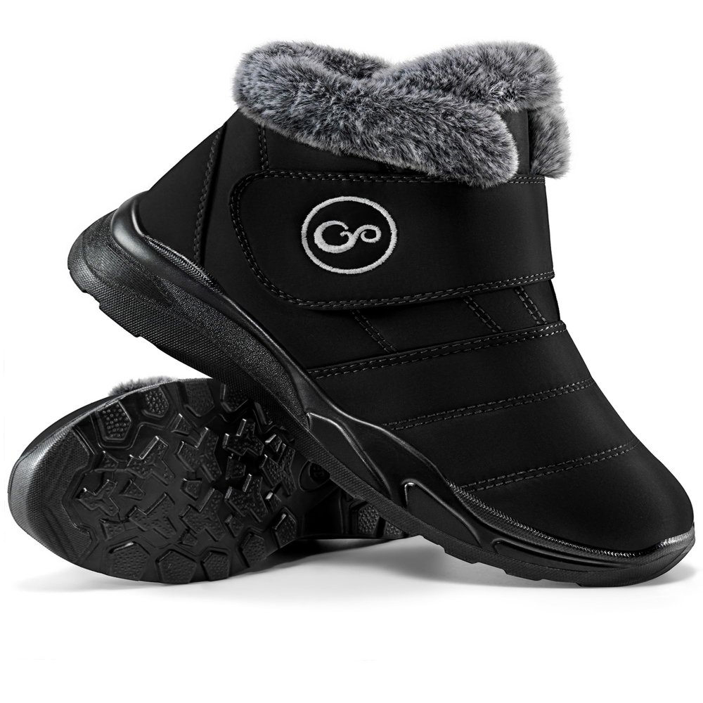 Aomigoct Winter Snow Boots for Women Waterproof: Fur Lined Warm Womens Boots Anti Slip Hook Loop Comfortable Booties Outdoor