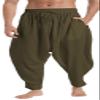 GUDEUBAI Mens Casual Harem Pants Baggy Elastic Drawstring Waist Aladdin Hippie Pant (Large, A-Green) view 1
