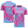 Customized Soccer Jerseys Pink and Sky Blue, Personalized Soccer Uniforms Sports T-Shirts and Shorts Sets with Name & Team Number Printed for Youth Teens Boys Girls Men Women view 2
