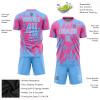 Customized Soccer Jerseys Pink and Sky Blue, Personalized Soccer Uniforms Sports T-Shirts and Shorts Sets with Name & Team Number Printed for Youth Teens Boys Girls Men Women view 3