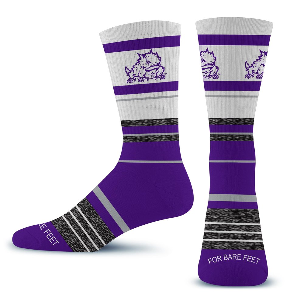 For Bare Feet NCAA TCU HORNED FROGS Friday Dress Sock Team Colors Large
