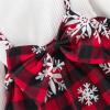 Ikevan Baby Girls Contrast Trim Outfits Xmas Toddler Long Sleeve Cartoon Print Plaid Dress Suspender Skirt (White, 3-6 Months) view 3