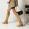 Ladmiple Cowgirl Boots Women Black Comfortable Women's Cowboy Boots Knee High Seam Mid Heel Block Heel Almond Pointed Toe Fashion Classic Cowgirl Boots Slip-On view 3