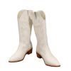 Ladmiple Cowboy Boots For Women Black Cowboy Boots for Women Embroidered Pull-On Chunky Stacked Heel Cowgirl Knee High Western Boots Wide Calf Mid Heel Retro Fashion Tall Boot view 2