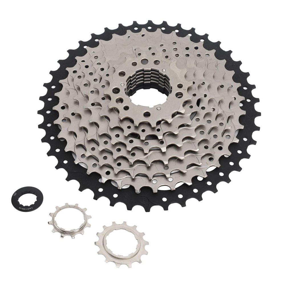 Airshi Electric Bicycle Cassette, Electric Bicycle 9 Speed Cassette 1242T Skeletonized for Bicycle Repairing