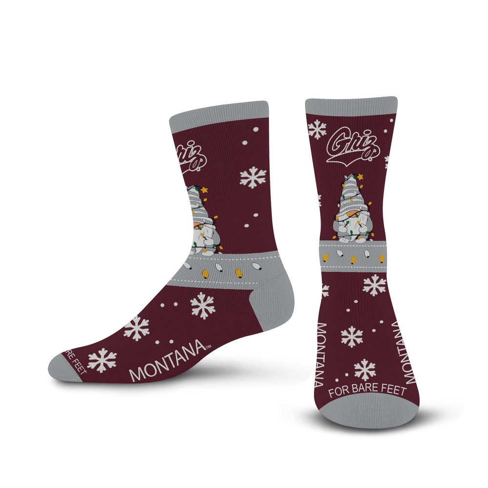 For Bare Feet NCAA MONTANA GRIZZLIES Holiday Sweater Gnome Team Colors Large