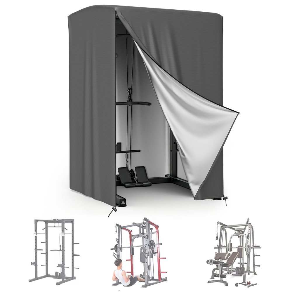 AKEfit Strength Training Cover, Waterproof & Dustproof Gym Rack Cover with Zipper,Fit for Indoor and Outdoor 69''Lx47''Wx84''H-Gray