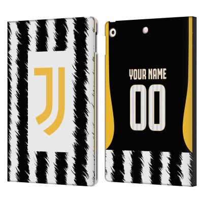 Head Case Designs Officially Licensed Custom Customized Personalized Juventus Football Club Home 2023/24 Match Kit Leather Wallet Case Compatible with Apple iPad 10.2 2019/2020/2021