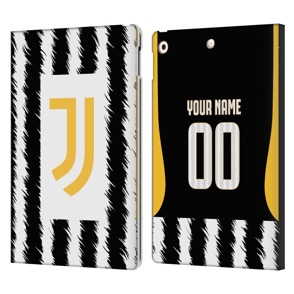 Head Case Designs Officially Licensed Custom Customized Personalized Juventus Football Club Home 2023/24 Match Kit Leather Wallet Case Compatible with Apple iPad 10.2 2019/2020/2021