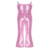 Sxiwei Kids Girls 70s 80s Disco Movie Character Costume Sequins Bell Bottom Jumpsuit for Stage Performance Pink 14 Years view 1
