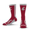 For Bare Feet NCAA WASHINGTON STATE COUGARS MVP Crew Sock Team Color Medium view 2