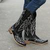 Ladmiple Womens Cowboy Boots Black Short Cowgirl Boots for Women, Western Cowboy Boots for Women Knee High Tall Pointed Toe Embroidered Pull On Zipper Stitching Chunky Heel Fashion Boots view 2