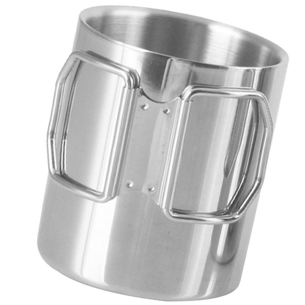 BESPORTBLE Stainless Steel Folding Camping Mug Double Insulated Travel Cup Portable Drinkware for Outdoor Adventures Ergonomic Design Capacity
