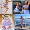 BZB Skirts for Women Dressy Casual Swim Skirt Bottoms Dance Ruffle Flowy Skirts with Shorts Underneath Lavender XL view 3
