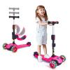GLAMUP Kids Scooter, 2-in-1 Folding Kick Scooters, Adjustable Height, Safety Lock, 3 Wheel Kick Scooter for Boys and Girls Ages 3-141A-Pink view 2