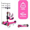 GLAMUP Kids Scooter, 2-in-1 Folding Kick Scooters, Adjustable Height, Safety Lock, 3 Wheel Kick Scooter for Boys and Girls Ages 3-141A-Pink view 3