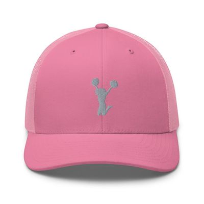 Cheerleading Trucker hat, Cheerleader hat, Embroidered Unisex Trucker hat, Cheerleading Gifts, Cheerleader Party hat. Pink