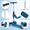 GLAMUP Kids Scooter, 2-in-1 Folding Kick Scooters, Adjustable Height, Safety Lock, 3 Wheel Kick Scooter for Boys and Girls Ages 3-141A-Blue view 4